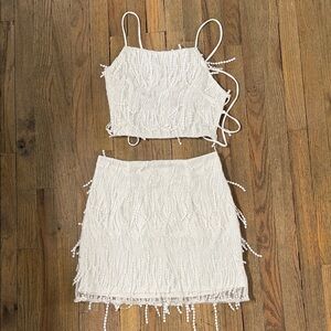Lulus White Two-Piece Crop Top and Skirt Set